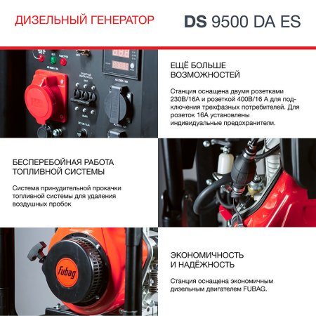 FUBAG Дизельный генератор (трехфазный) с электростартером и коннектором автоматики DS 9500 DA ES в Нижнем Новгороде фото